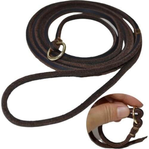 Competition training P Chain Dog Leash Slip Collar pet Walking Lead Real Leather Dog Rope puppy Traction For small Medium Dogs