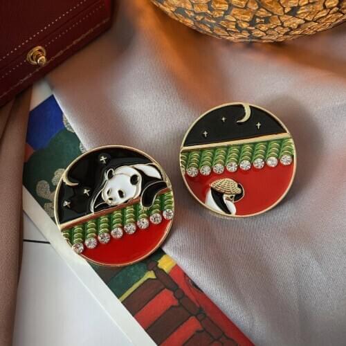 Restoring ancient ways of literature and art art panda cartoon drop glaze enamel brooch brooches exposed female pin
