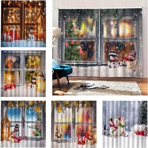 Christmas 3D Digital Printing Curtain Living Room Abstract Background Frame Borders Kids Curtains Dark Taupe