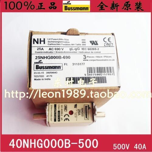 [SA]Bussmann Fuses 40NHG000B 40A 500V 120KA gG / gL fuses NH000--10PCS/LOT