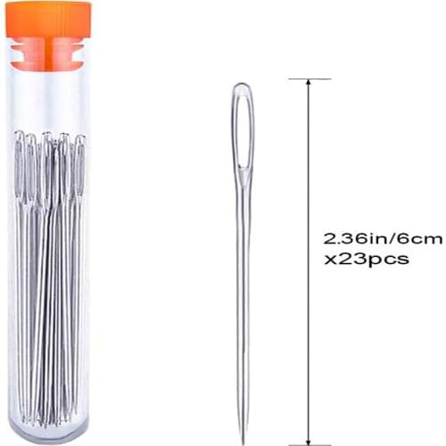 Dailylike 23PCS Big Eye Sewing Needles Leather Needles,Embroidery,Thread Needles With Plastic Bottles,Necessary Tools For Sewing