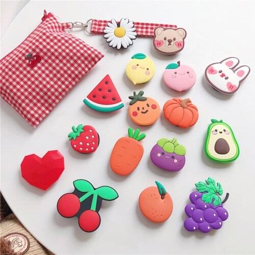 Cute 3d Cartoon Fruit Glue Foldable Extend Phone Stand Holder For iPhone Samsung Huawei Xiaomi LG Universal Finger Bracket
