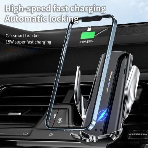 Brand new smart infrared induction car wireless charger 15W fast charging mobile phone holder for iphone 8Plus 11 12 Samsung S9