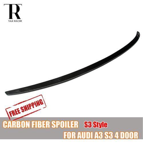S3 Style A3 Carbon Fiber Rear Boot Lip Wing Spoiler for Audi A3 S3 2014 2015 2016 Sedan 4DR ( not fit 3 Door Hatchback )