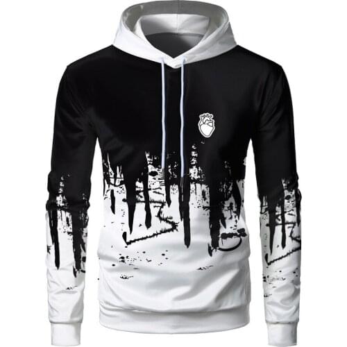 Fashion 3D Men Hoodies Hip Hop Streetwear Casual Hoodies Sweatshirts Elasticity Solid Color Fleece Thick Warm Threaded cuffs