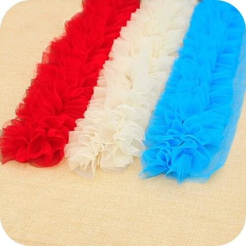 3meters 12cm Pleated Lace Trim Bubble Skirt Ruffle Mesh Lace Ribbon Gathered Lace Fabric Accessories Tutu Lace Wedding Decortion