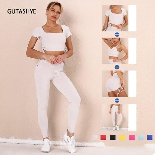 1/2/4PCS Seamless Yoga Set Women Gym Set Sport Set Women Gym Clothing Fitness Crop Top And Yoga Shorts Workout Clothes For Women