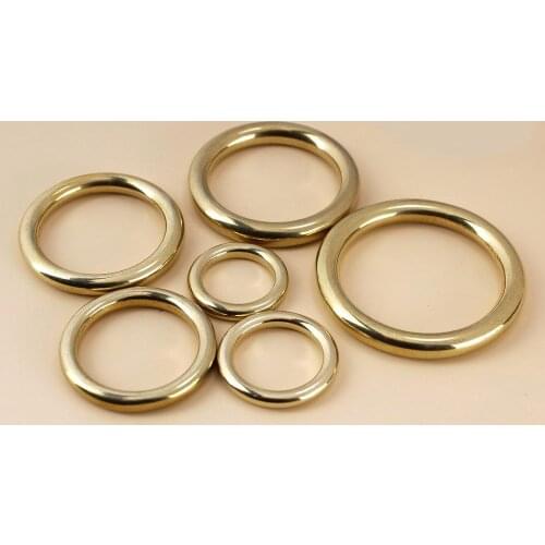 1pcs Solid Brass Cast O-Ring Seamless Round Buckle For Webbing Leather Craft Bag Strap Belt Pet Collar High Quality