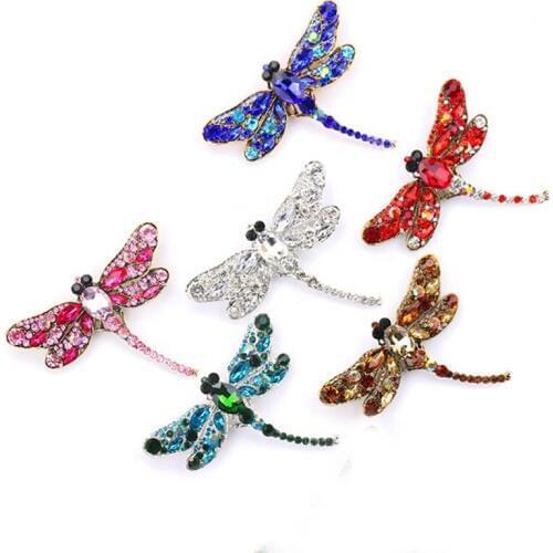10pcs/lot Wholesale 3.6inches sparkly rhinestone Crystal dragonfly Brooch Pin Jewelry decoration for gift/party