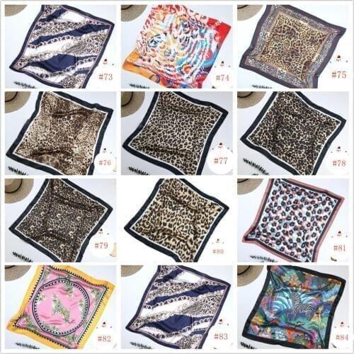 2 PCS/ Pack Women Summer Zebra Snake Leopard Foulard Scarf Checked Satin Neck Scarf Girls Floral Printed Silk Square Scarf