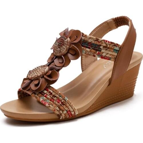 2021 Summer Womens sandals Wedges Shoes For Women Open Toe Slip-on High Heels Sandals Ladies Footwear Casual Plus Size Shoes