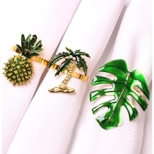 6pcs Coconut Napkin Button Pineapple Napkin Ring Turtle Leaf Napkin Ring Paper Towel Ring Cloth Ring