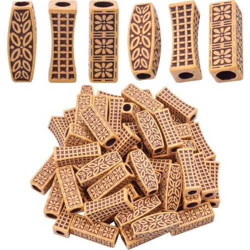 Hair Beads for Dreadlocks, 60pcs Imitation Wooden Hair Beads Braids 12mm Big Hole Loose Beads for Art Jewellery Making, 3 Styles
