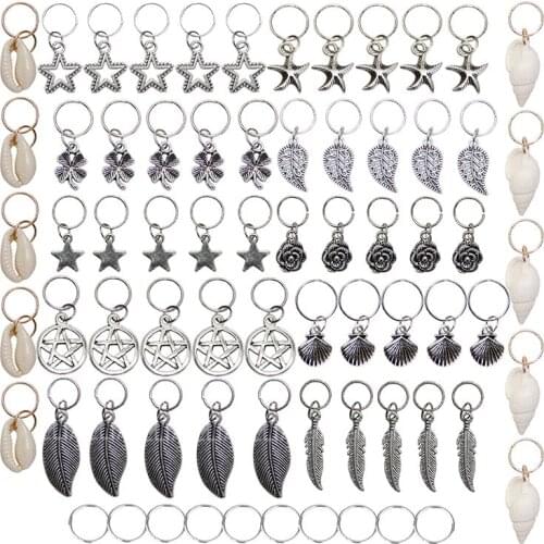 70Pcs Hair Accessory Ring Decoration Pendant, Aluminum Hair Accessory Bead Hair Accessory Ring Clip