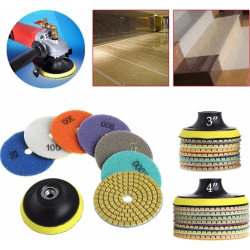 8Pcs 3"/4" Diamond Polishing Pads Granite Marble Concrete Stone Grinding Discs