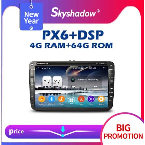 720P PX6 DSP IPS Android 10 4G +64G Car DVD Player GPS map Auto Radio wifi Bluetooth 5.0 for VW PASSAT Tiguan Skoda Leon Golf