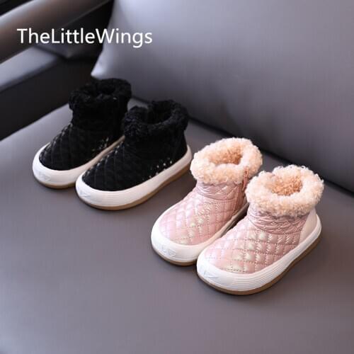 Girls' boots winter 2020 new cotton Keep warm childrens shoes Princess boots 1-3 years old Korean version of the British style