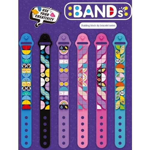 DIY Dot Building Block Bracelet Unisex Silicone Cartoon Adjustable Wristband Animal Knowledge Marine Blocks Toys For Girls Boys