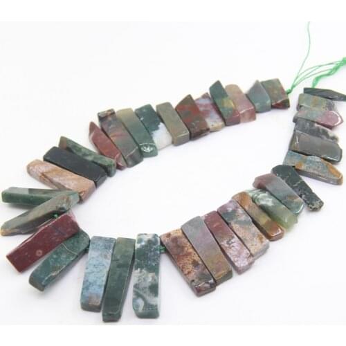 15.5 "strand Natural India Agates Top Drilled Slice Loose Beads,Raw Moss Agates Rectangle Slab Pendants Necklace Jewelry Making