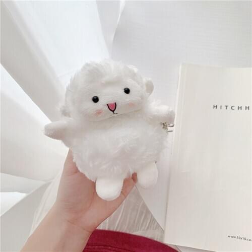Cute Stereo Fluffy Sheep Headset Case For Apple AirPods 1 2 3 Bluetooth Soft Fuzzy Cover For Air Pods Pro Wireless Earphone Capa