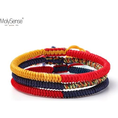 MolySense Color Tibetan Buddhist Good Lucky Charm Tibet Bracelets & Bangles For Women And Men Handmade Knots Rope Bracelet