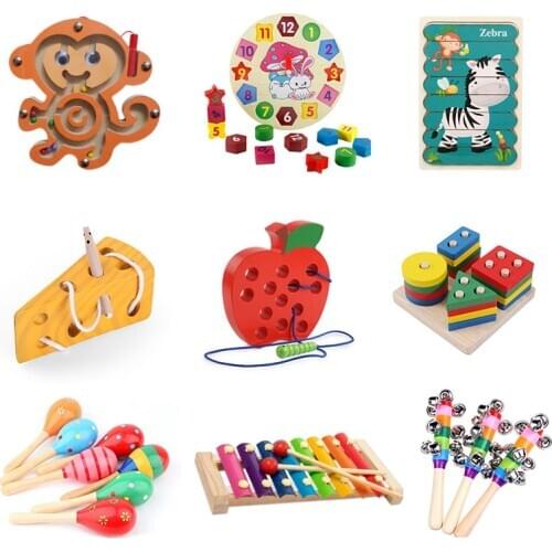 Kids Wooden Toys Intelligence Develop Montessori Toys Stacking Kids 3D Wooden Puzzle Educational Toys For Children New Year Gift