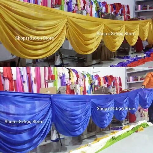Cheap Price Ice Silk Table Swag Valance Drape For Table Skirting Cloth Cover Party Event Decoration Wedding Backdrop
