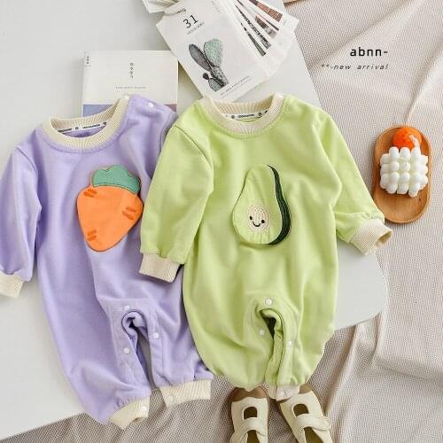 Cartoon Fruit Carrot Bebe Romper Long Sleeve Clothes Baby Autumn Winter Long Sleeve Outfits Overalls Child Cotton Jumpsuit