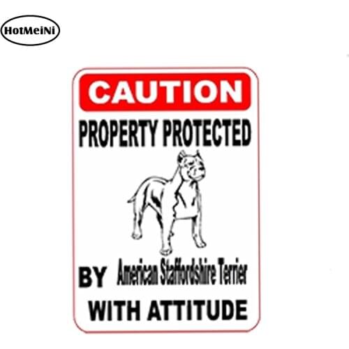 HotMeiNi 13cm x 8.7cm Car Styling Property Protected By American Stafford Shire Terrier Dog Car Sticker Waterproof Accessories