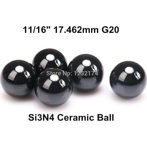 11/16" 17.462mm Silicon Nitride Ceramic Ball Si3N4 G20 2PCS/Lot for Bearing,Pump,Valve ball,linear slider17.462mm ceramic ball