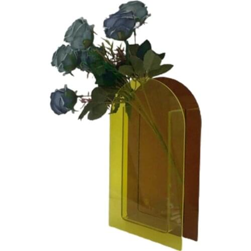 Colorful Acrylic Vase Transparent Flower Arrangement Ornaments Fashion Art Q0KA