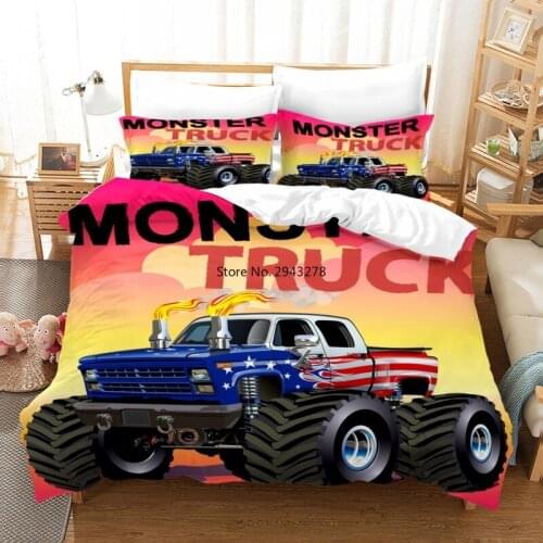 Fashion 3D Printed Cartoon Car Bedding Boys Kids Bed Linen Set Luxury Truck Home Textile with Pillowcases Custom Bed Set