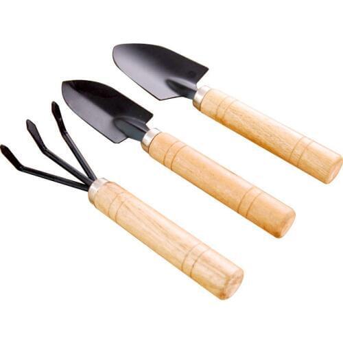 3pcs/set Mini Garden Tools Set Rake/Spade/Shovel With Wooden Handles Metal Head Gardener Bonsai Tool Garden Tools For Flowers