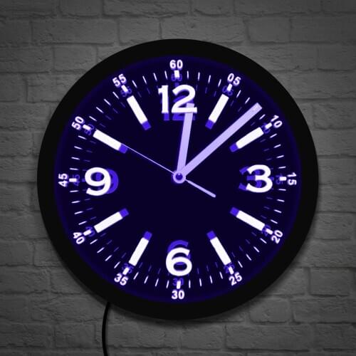 Modern Design LED Neon Luminous Wall Clock Big Arabic numbers Silent Non Ticking Home Decor Wall Watch Horologe Glow in Dark