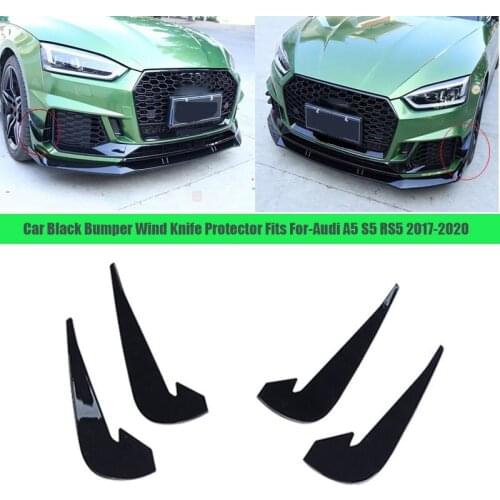 NEW-Car ABS Black Bumper Wind Knife Protector Fits for A5 S5 RS5 2017 2018 2019 2020