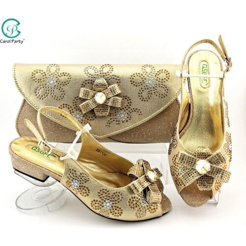 New Arrival Mature Italian design Matching Sandals and Purse Set for Wedding Woman African Shoes and Bag Set in Red Color