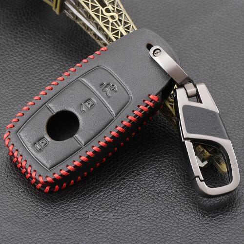 New Genuine Leather Car Key Case Cover For Mercedes Benz AMG 2017 W213 New E Class E200 E260 E300 E320 Key Shell Keychain Holder