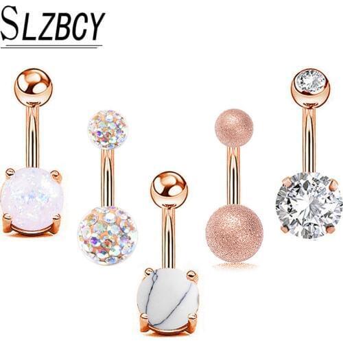 5 pcs/lot New Sexy Piercing Stainless Steel AAA Cubic Zircon Navel Belly Button For Women Gold Silver Color Body Jewelry Gift