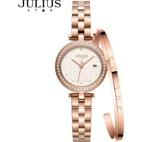 Luxury Sapphire Glass Elegant Womens Watch Japan Mov't Lady Hours Fine Fashion Stainless Steel Bracelet Girls Gift Julius Box