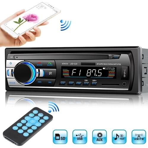 SD USB JSD-520 12V In-dash 1 din FM Aux Input Receiver Car Stereo Radio Bluetooth Autoradio Car MP3 Multimedia Player