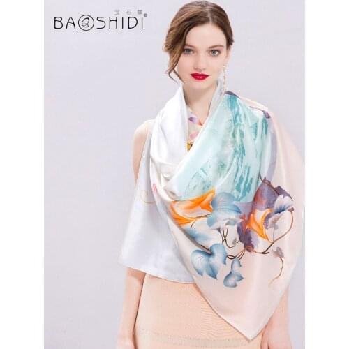 Jewel butterfly silk scarf spring and autumn mulberry silk long scarf cheongsam shawl silk scarf / morning Lily