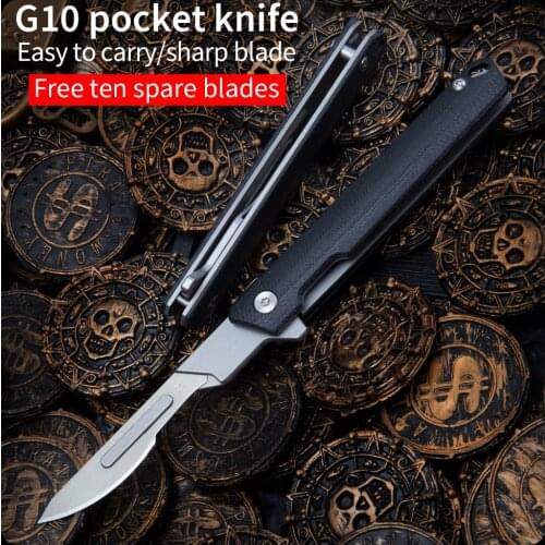 G10 folding knife outdoor camping tactical self-defense knife high hardness multi-function tool knife EDC knife