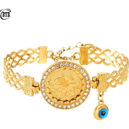 Twisted Turkish Coin Bracelet for Women Dubai Bangles Ethiopian Islamic Muslim Bangles African Oman Jewelry Arab Middle East