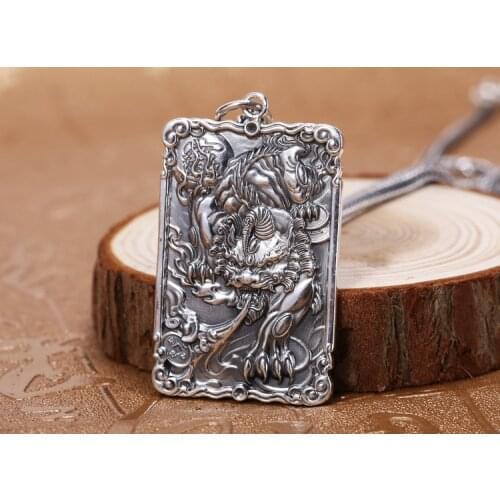 Solid 999 Sterling Silver beast Lucky to ward off bad luck men women pendant Charm jewelry A4709