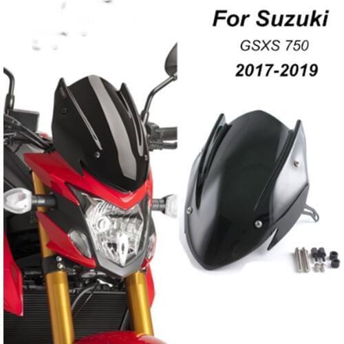 Motorcycle Windscreen Wind Shield with Mounting Bracket for Suzuki GSX-S 750 2017 Dirt Bike (Black)