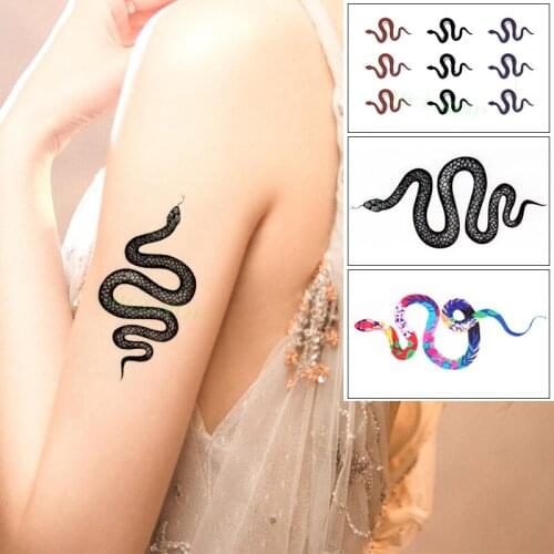 Waterproof Temporary Tattoo Sticker Color Snake Small Body Art Fake Tatto Flash Tatoo Leg Arm Hand Foot for Women Men