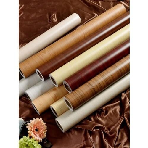 Bedroom wardrobe desktop wooden door waterproof and moisture-proof imitation wood grain old furniture renovation wallpaper