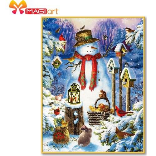 Cross stitch kits Embroidery needlework sets 11CT water soluble canvas patterns 14CT Full Christmas Snowman animals -NCMC071