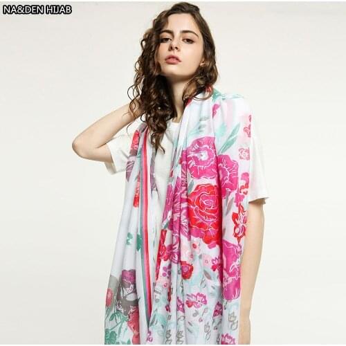 Beautiful flower print big flower pattern new women fasion scarves Cotton Blends muslim hijab scarf shawl foulard 10pcs/lot