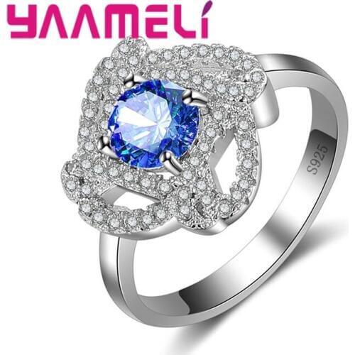 Paved Many Bright Cubic Zirconia Crystal Jewelry Finger Rings 925 Sterling Silver For Women Girls Festival Present